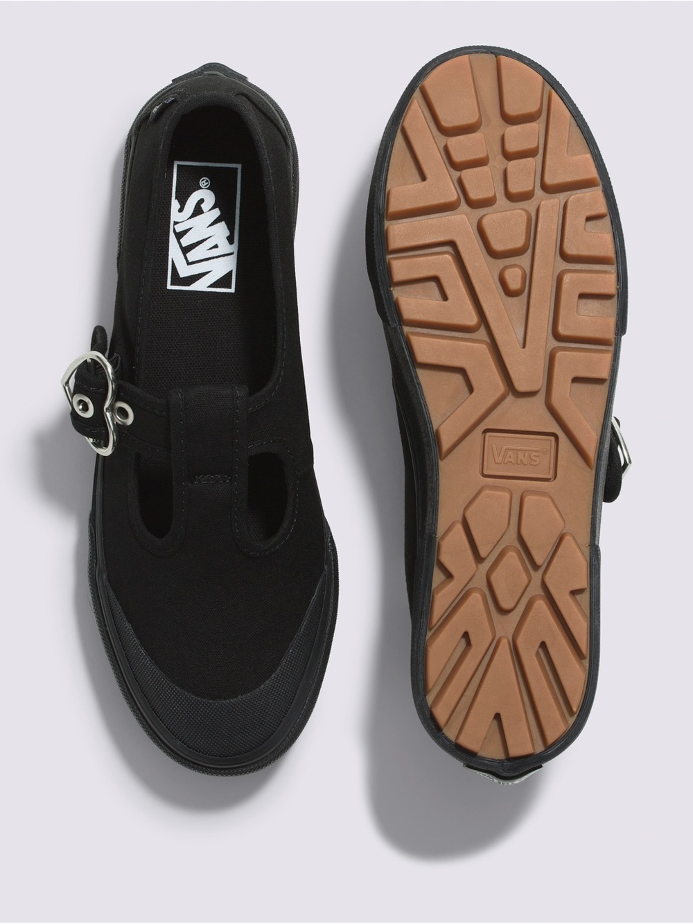 Vans Black Style 93 Mary Jane Lugged Sole Shoes with Heart Buckle Size 6.5 - Picture 2 of 11